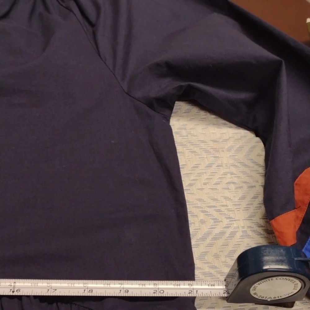 Sundry 100% Cotton Navy Midi Dress with Red and Blue Accents Boho BohemianCasual - Picture 8 of 12